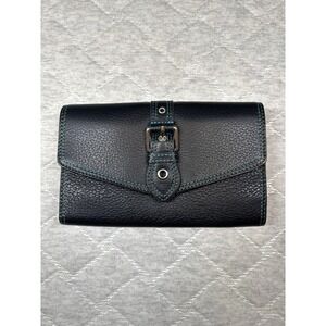 Wilsons Leather Black Textured Wallet with Buckle